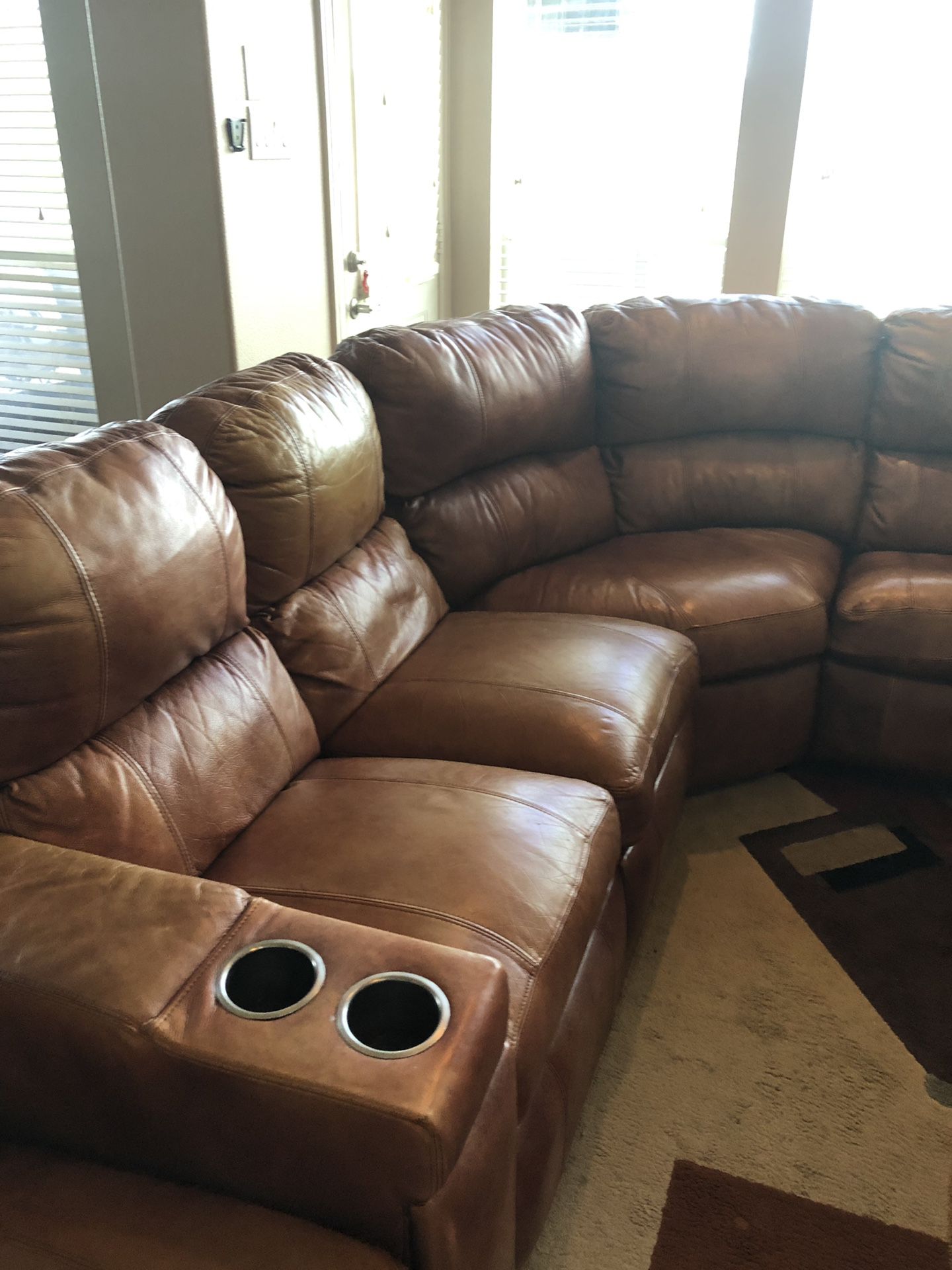 DIVORCED MUST SELL! 6 Piece Bassett John Elway Collection Leather Full Edition Sectional Recliner Sofa/Bed Couch
