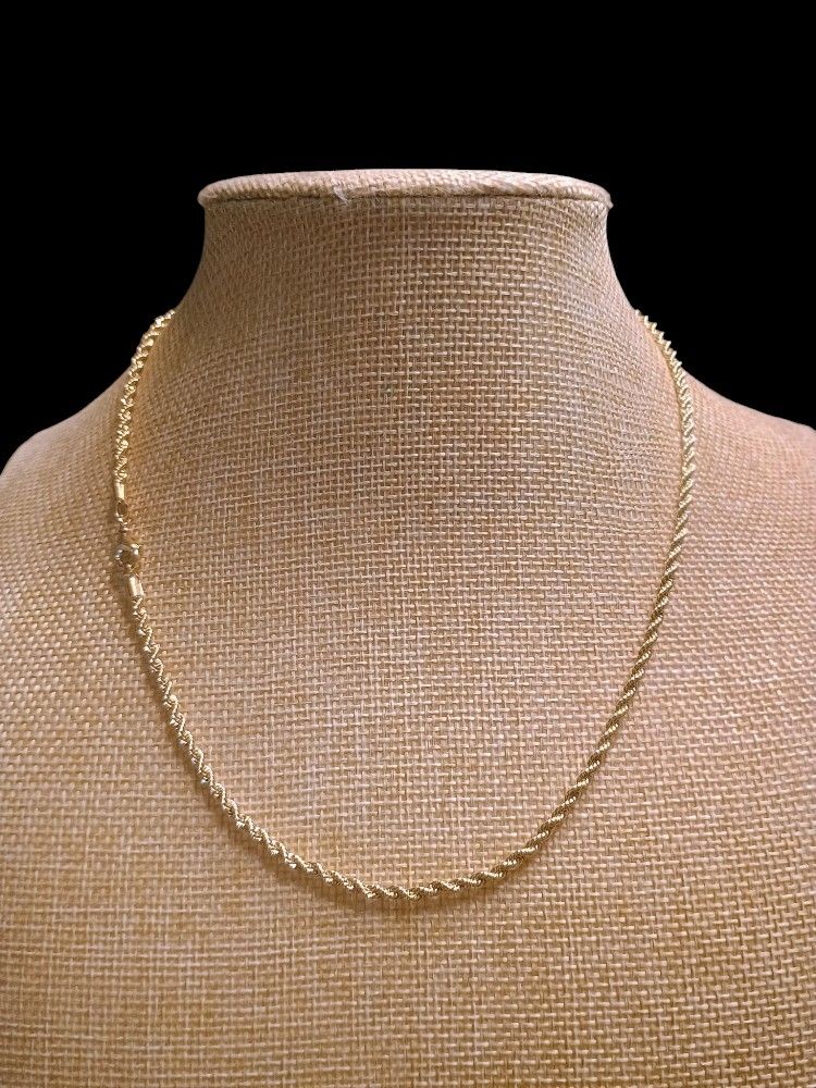 18K Italian Gold-Filled 2.5mm Rope Chain No Tarnish