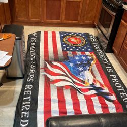 Large This Property Is Protected By Us Marine Corpse, Retired Banner Flag.