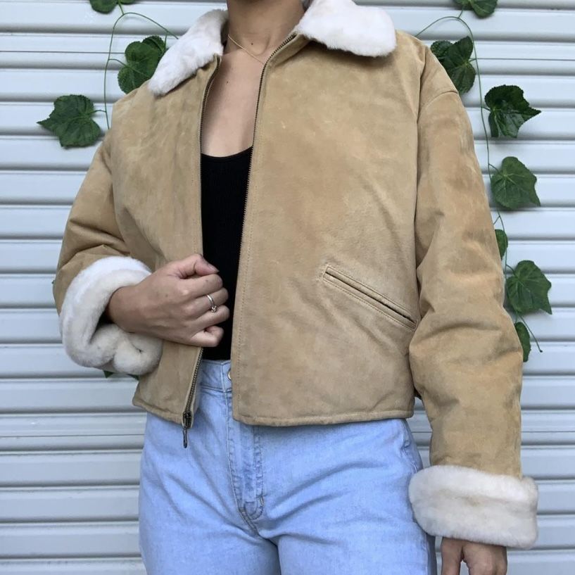 Wilsons leather Tan & Cream Suede Bomber Jacket