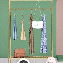 TIEOU Gold Clothes Rack With Shelf