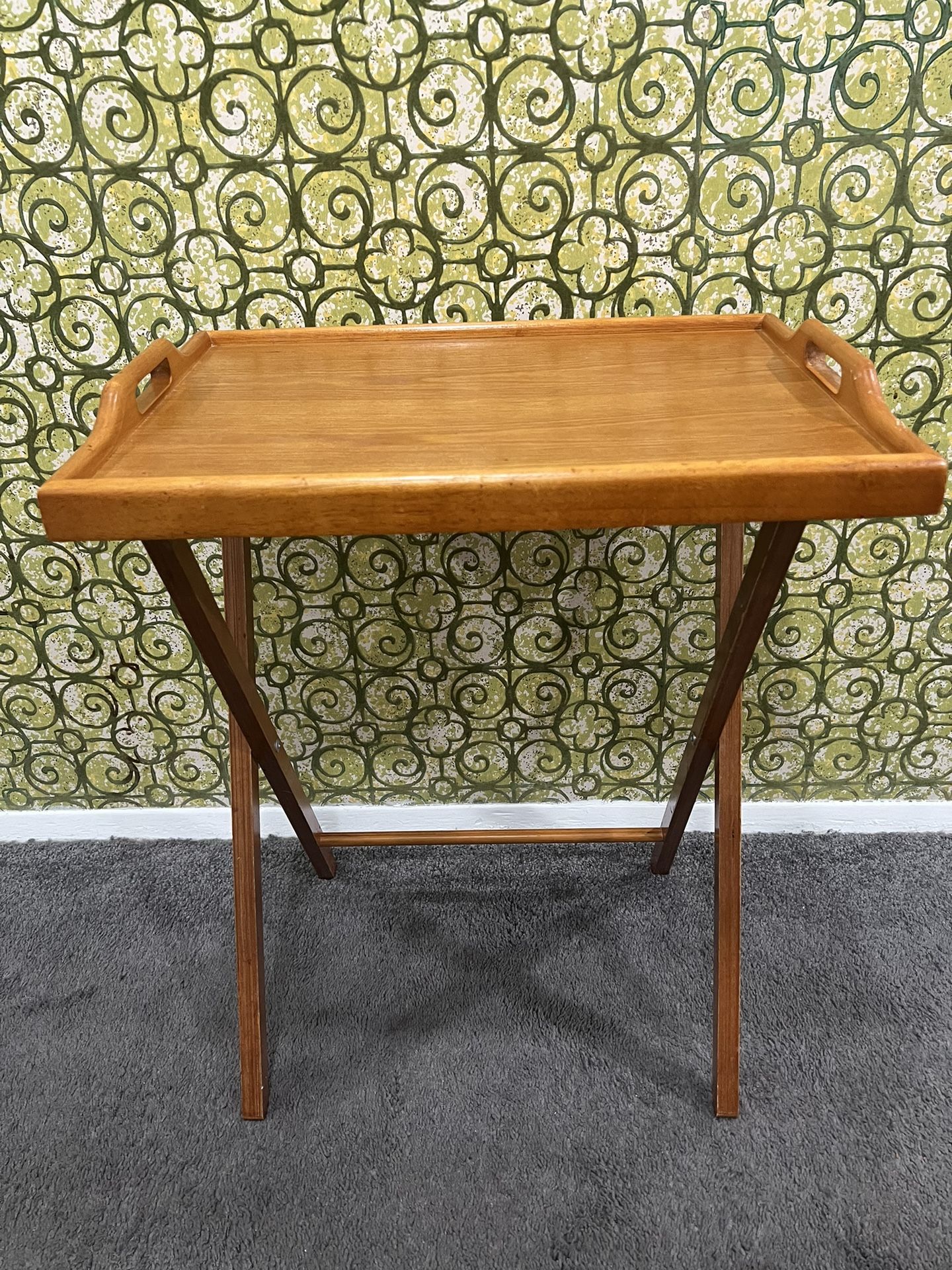 Vintage Wooden Tray on Collapsible Stand