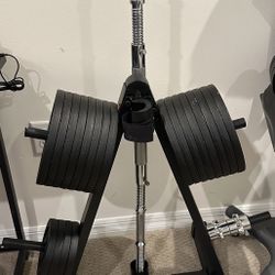 180 Pounds 1” Weights With Adjustable Dumbbell/barbell And Weight Stand