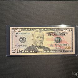 Fifty Dollar Note With low Serial Numbers 