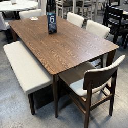 6-piece dining set mid century modern style