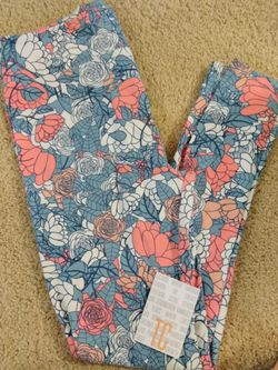 Lularoe floral Blue roses TC leggings brand new