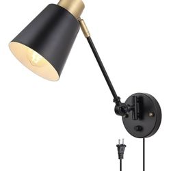 Adjustable black metal LOFT wall lamp with cable
