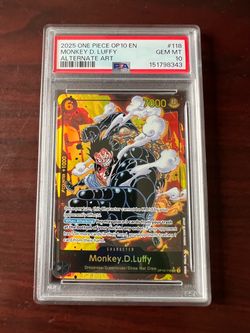 One Piece Monkey D. Luffy Alternate Art PSA 10 card Pokemon tcg slab