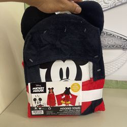 New  Disney Mickey Mouse Hooded Towel - 22in x 51in