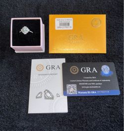 GRA Moissanite Halo Cocktail Ring Size 7 Round 8.0mm 2.00ct D VVS1