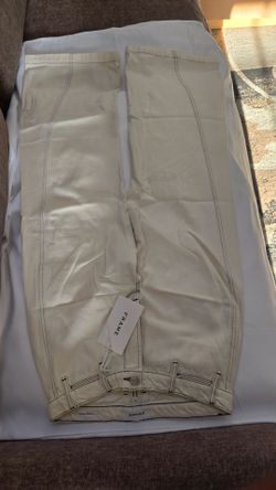 FRAME Le Baggy Palazzo Jeans Size 25 Cream Off White Wide Leg Low Rise NWT