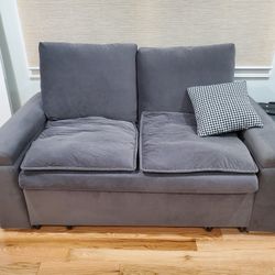 63" GRAY VELVET SLEEPER SOFA