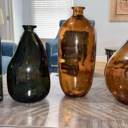 Tall Glass Decor Vases, Green or Orange 