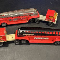 Vintage Tonka Toy Ladder Trucks. 2 Trucks as shown. Made of metal & plastic. 