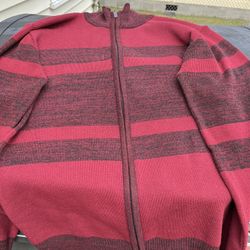 Men’s Serrano  Zip Up Sweater,  Red & Black Stripe 