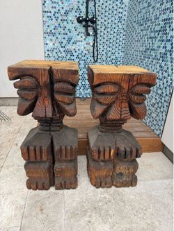 Pair of Tiki bar stools