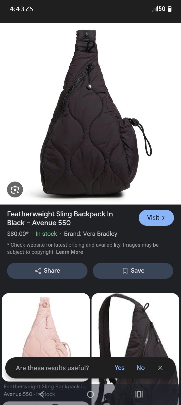 Vera Bradley Featherweight Sling Bagpack Bookbag