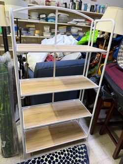 White Metal 4-Tier Shelving Unit book shelf folding