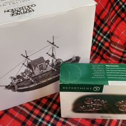 Dept 56 Vintage, The Emily Louise Ship, Dock & Craggy Cliffs 