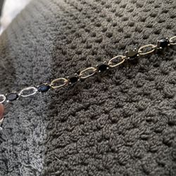 Natural Thai Black Spinel Paper Clip Chain Bracelet - 8”