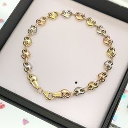 14KT TRI-COLOR HEART BRACELET **$61 LAYAWAY AVAILABLE‼️ ASK FOR RACHEL‼️