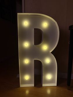 Letter R Sign with Lights
