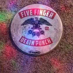 Five Finger Death Punch Autographed Drum Lid