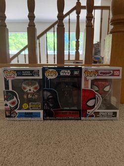 Funko Pop Lot of 3 – Bane, Darth Vader, Spider-Man