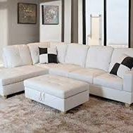 Brand New White Leather Sectional And Ottoman 