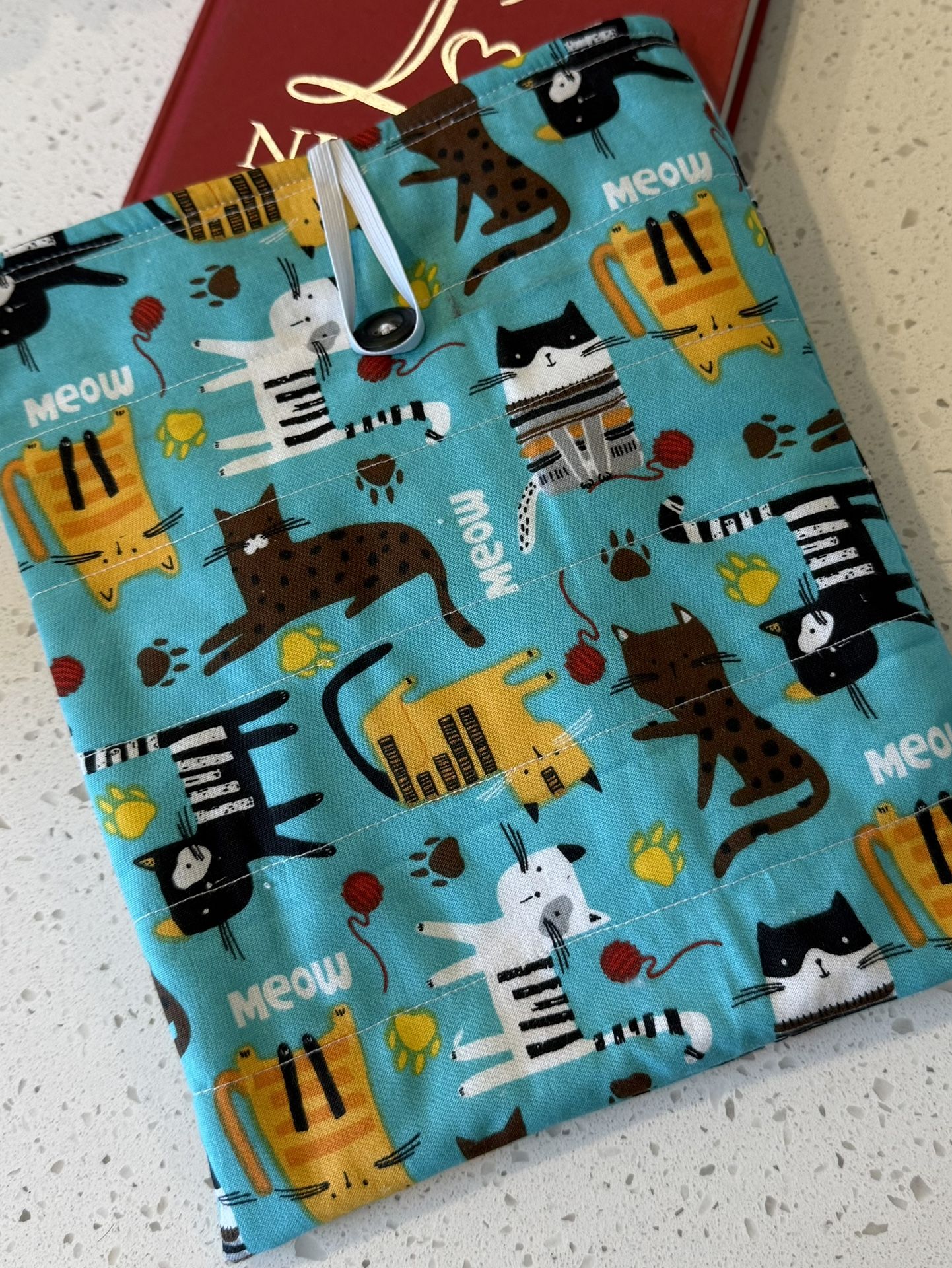 Book Kindle Sleeve Bag Cover 10.5 X 8in Kittens Cat Cats Fabric Padded Quilted NEW Handmade Lined Bags. Pets Animals Fruit