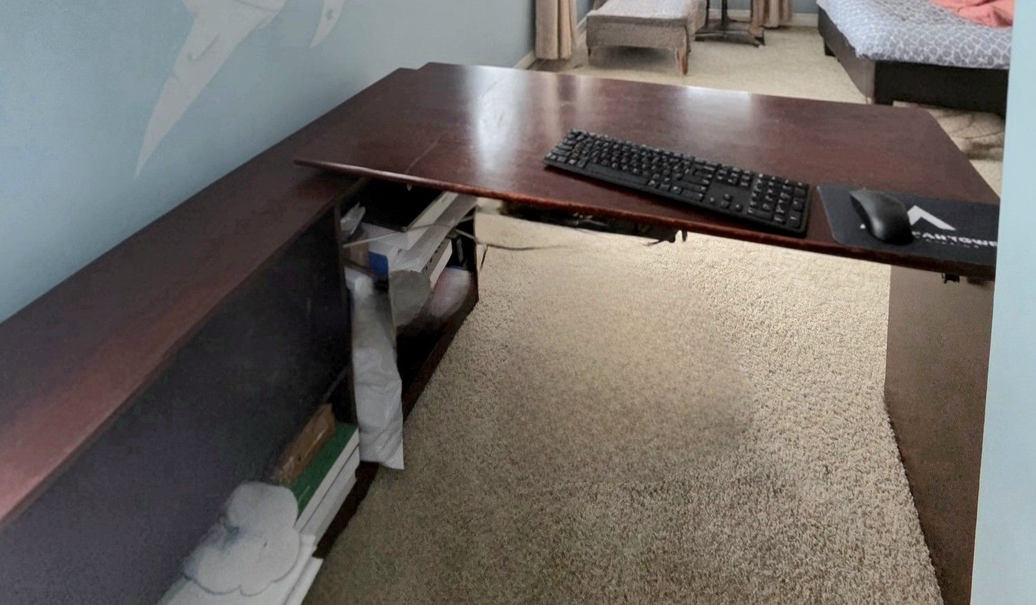 Solid Wood Sit/Stand Desk with Side Shelf – Sturdy & Spacious