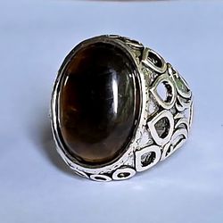 TITANIUM FOREVER WEAR SILVER NEW SIZE 9 SMOKY TOPAZ MENS RING