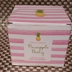 Twos Company Pineapple Party Set of 4 Shot Glasses 