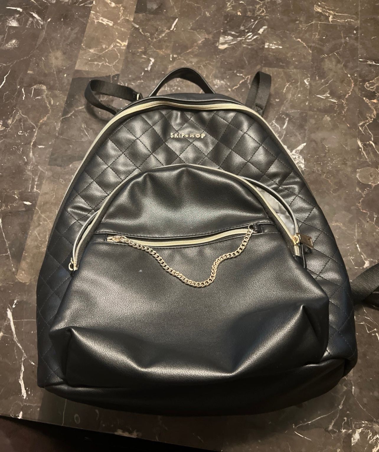 Skip Hop LINX Quilted Diaper Bag Backpack- Black
