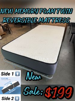 NEW MEMORY FOAM TWIN REVERSIBLE MATTRESS