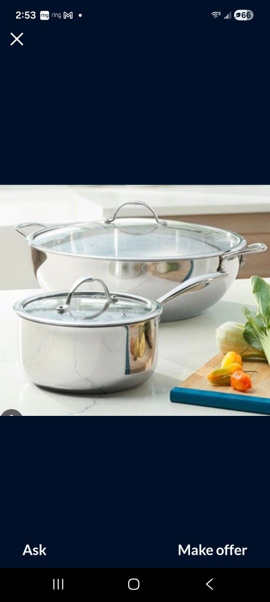 JUEGO DE CACEROLA DE 12 QT Y OLLA DE 3 QT CLÁSICAS DE ACERO INOXIDABLE PRINCESS HOUSE 🌻🌹