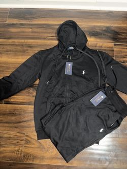 Black Polo Sweat Suite Men’s Size Medium