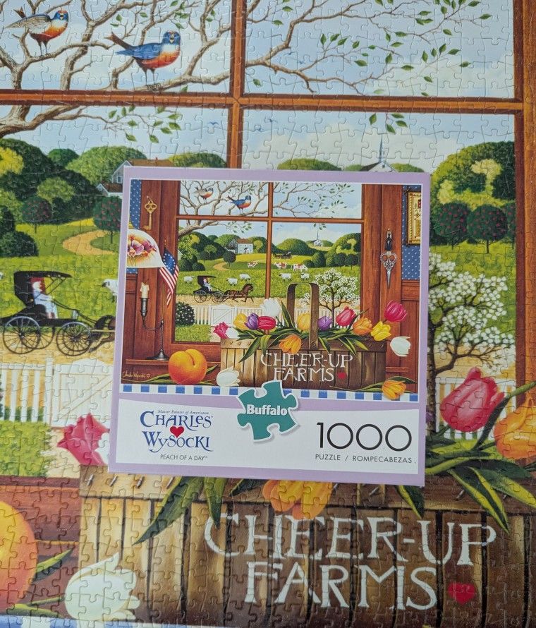 Charles Wysocki Buffalo Game Puzzle 1000 Pieces, None Missing W/ Bonus Reference Poster