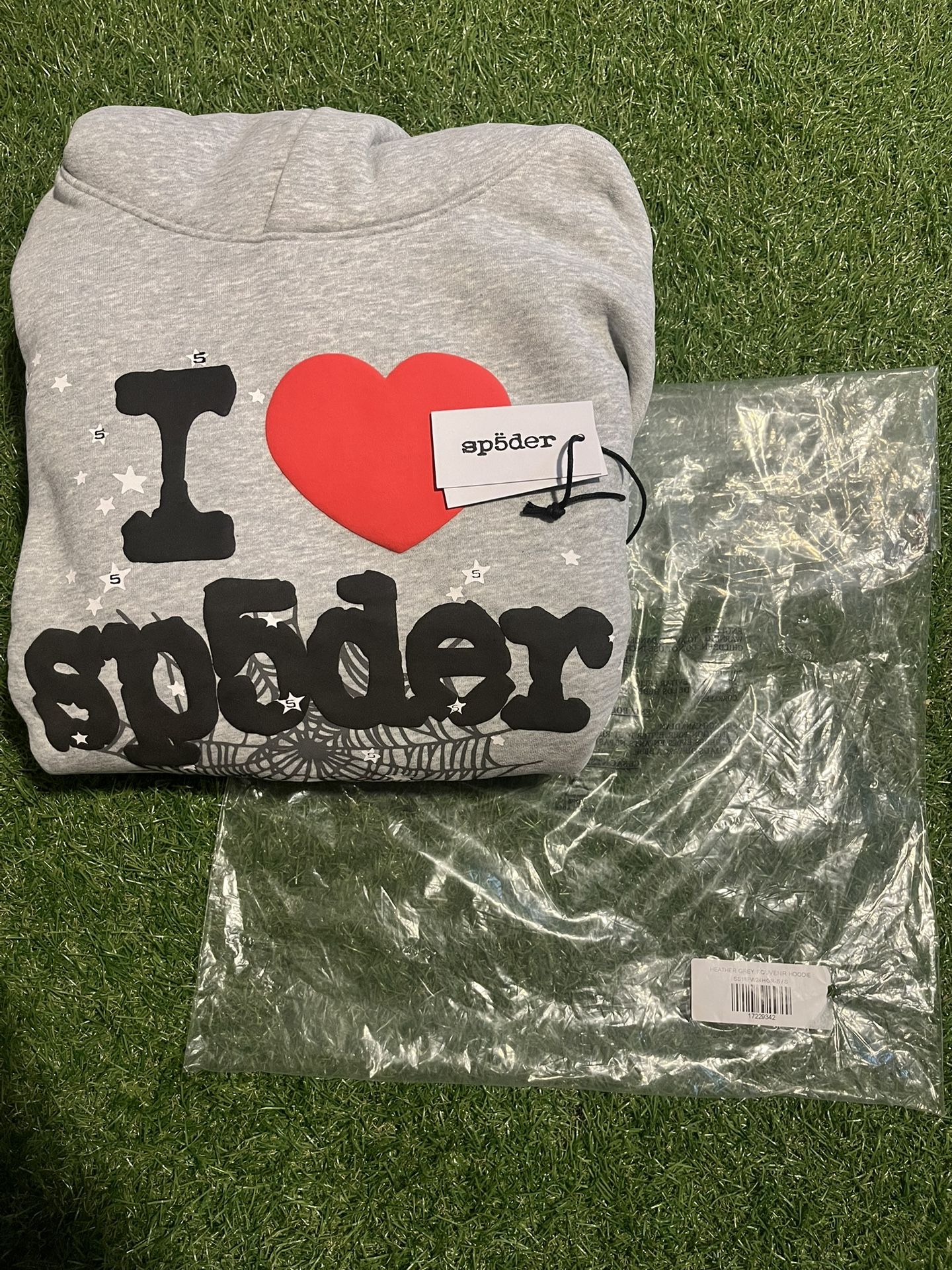 *BRAND NEW* SP5DER SOUVENIR HOODIE I HEART SP5DER “GRAY” S