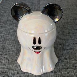 Disney Mickey Mouse Iridescent Opal Glazed Rainbow Ghost Cookie Jar Halloween