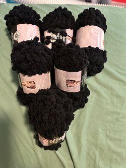 Loops & Threads Pom Pom Yarn – Black, 6 Skeins