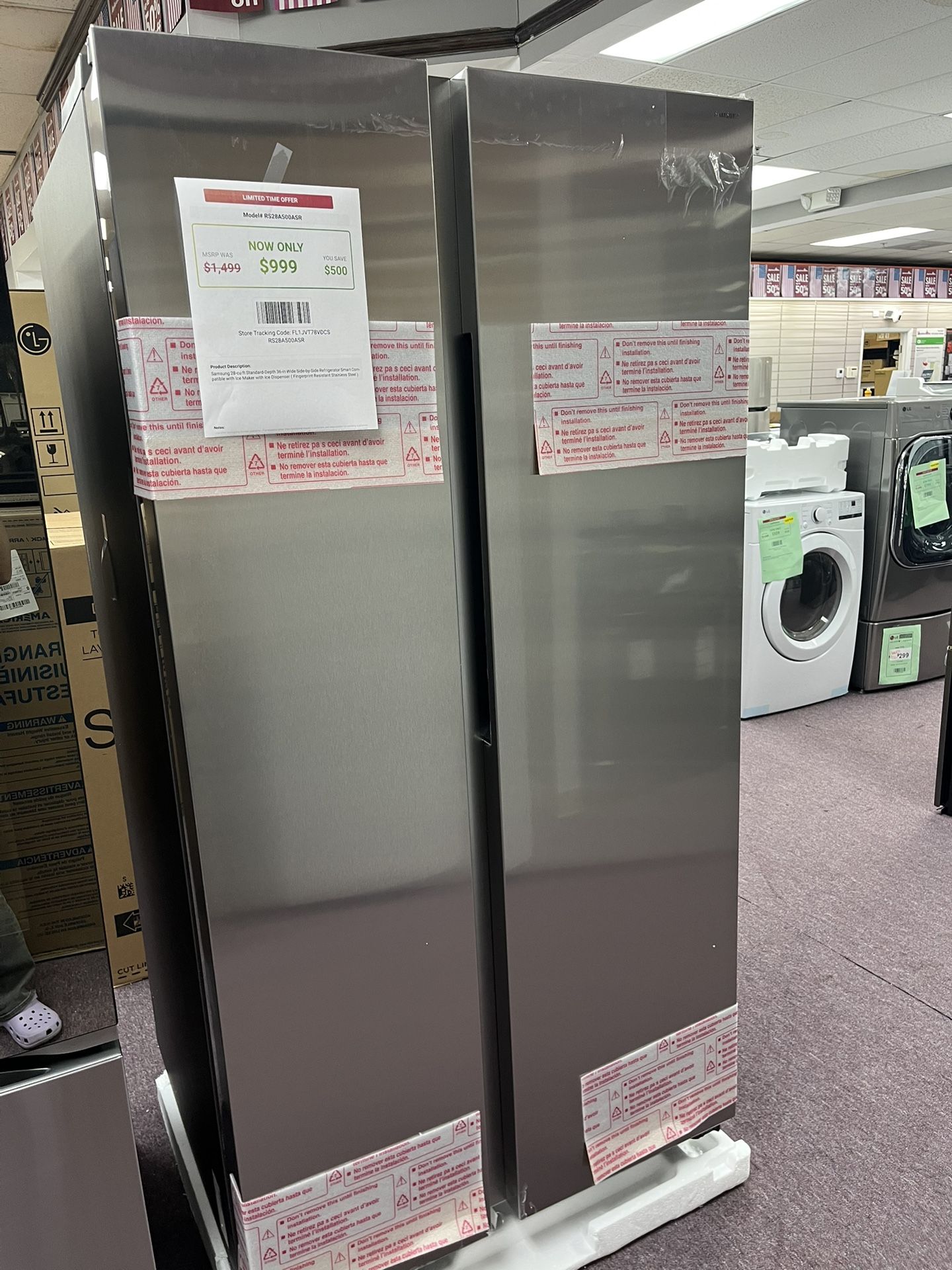 Refrigerator, Samsung New 36” Side By Side Fridge 