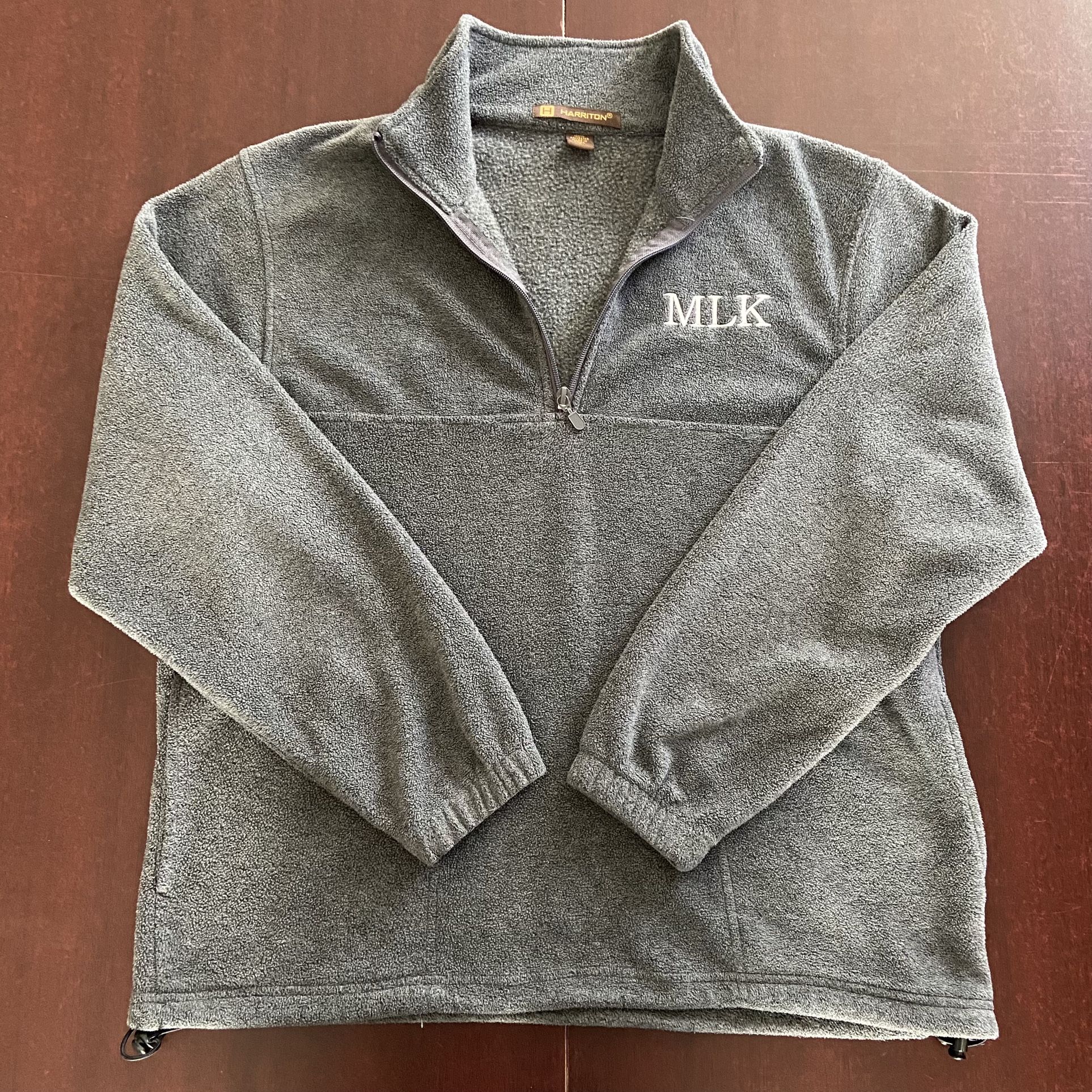 Harriton Gray Adjustle Fleece Jacket Pullover sz S