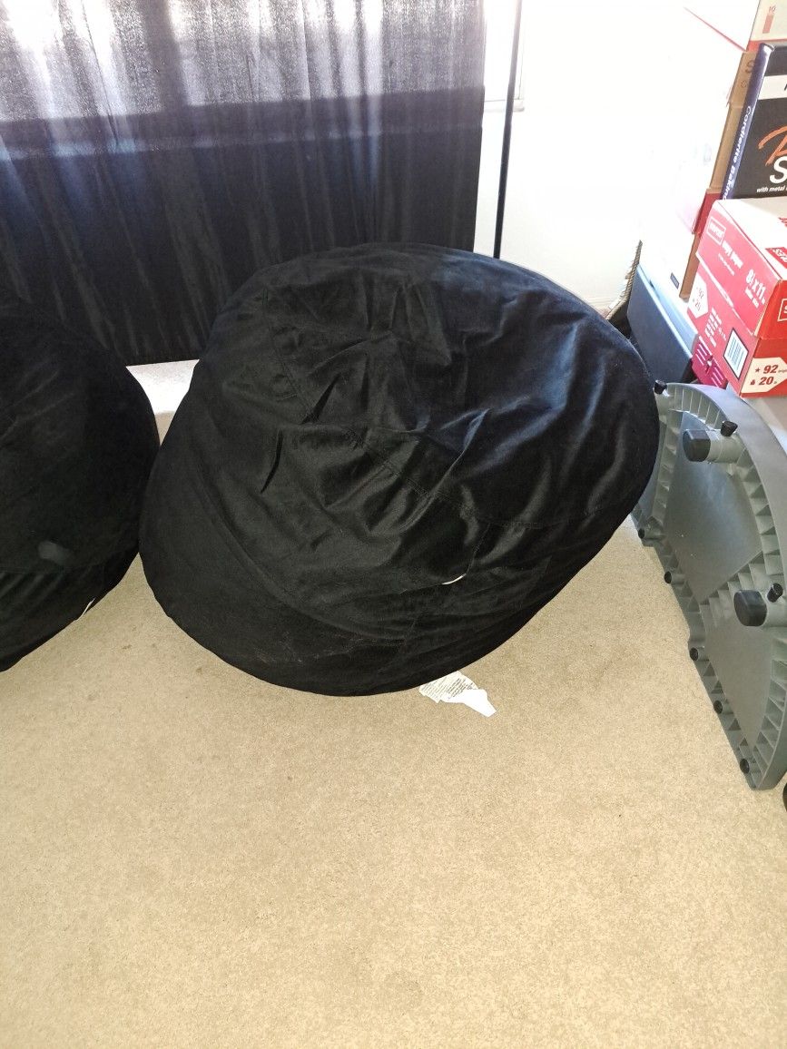2 Homguava 3FT Bean Bag Chair: 3' Bean Bags with Memory Foam Filled, Large Beanbag Chairs Soft Sofa with Dutch Velvet Cover-Black