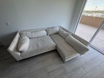 Free! White  cream Fabric Sectional Sofa