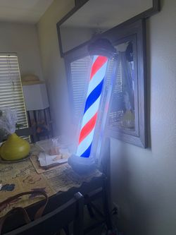 Illuminated Barber Pole with Stand