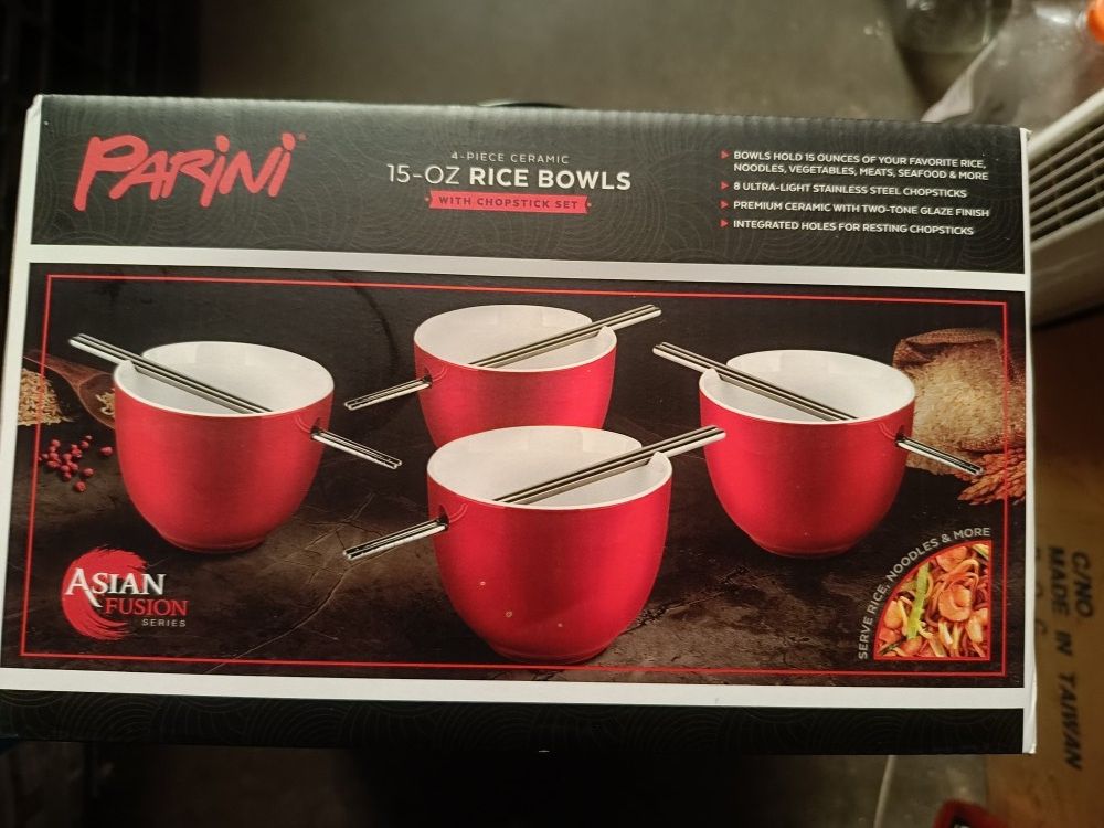 Parini 4 PC Ceramic 15 OZ Rice Bowls π―% Brand New Sealed Never Opened