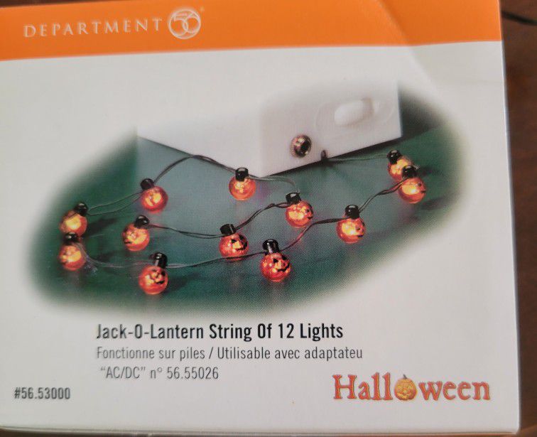 Dept 56 Jack-O-Lantern Mini String Of 12 Lights
