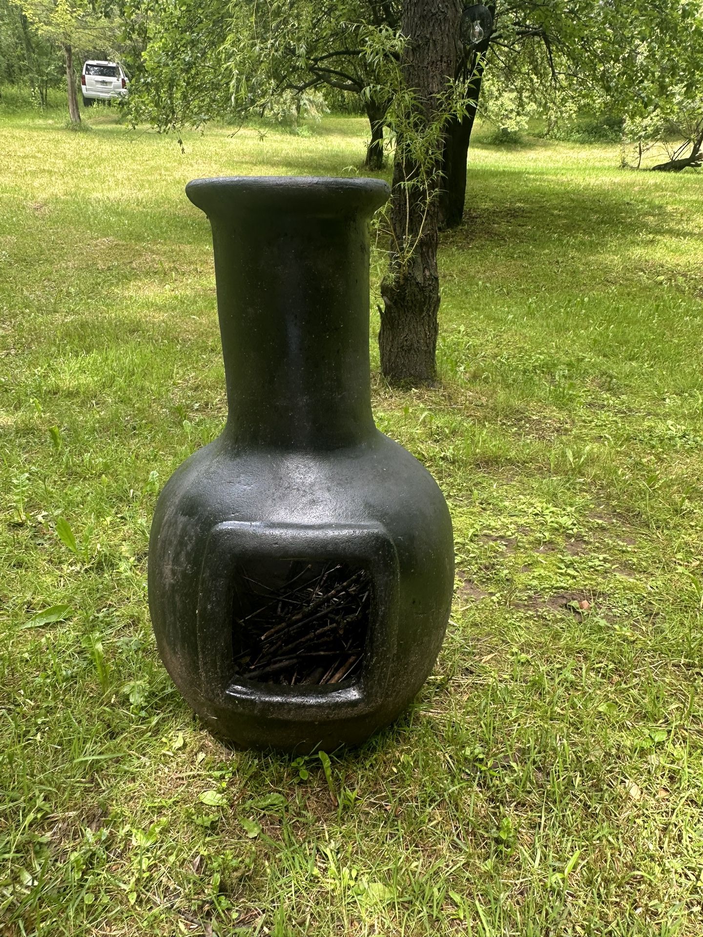 Black Outdoor Clay Chiminea- $120 OBO