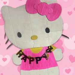 3ft Hello Kitty Decor Made Of Cardboard Hand Painted 